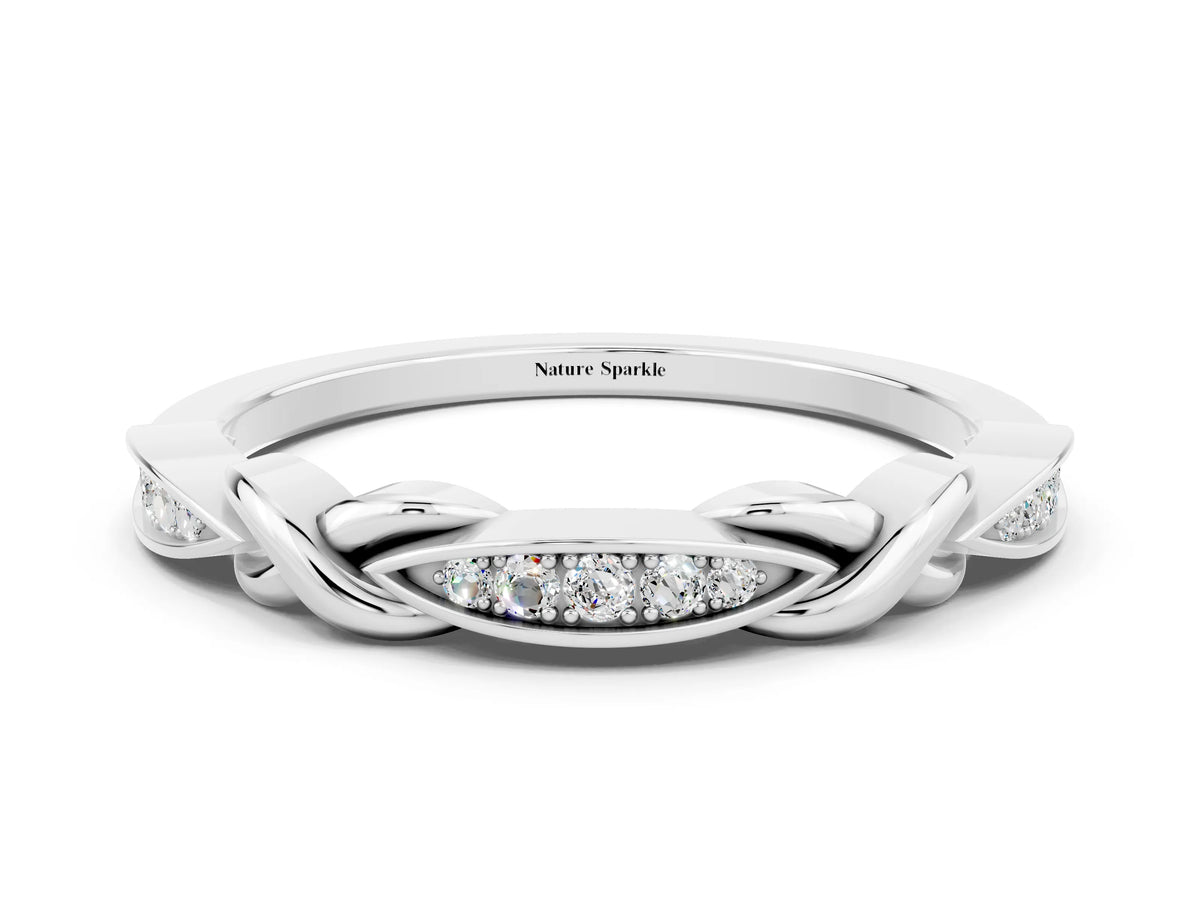 Twisted Marquise Moissanite Pavé Band in Silver with Shared Prong Setting