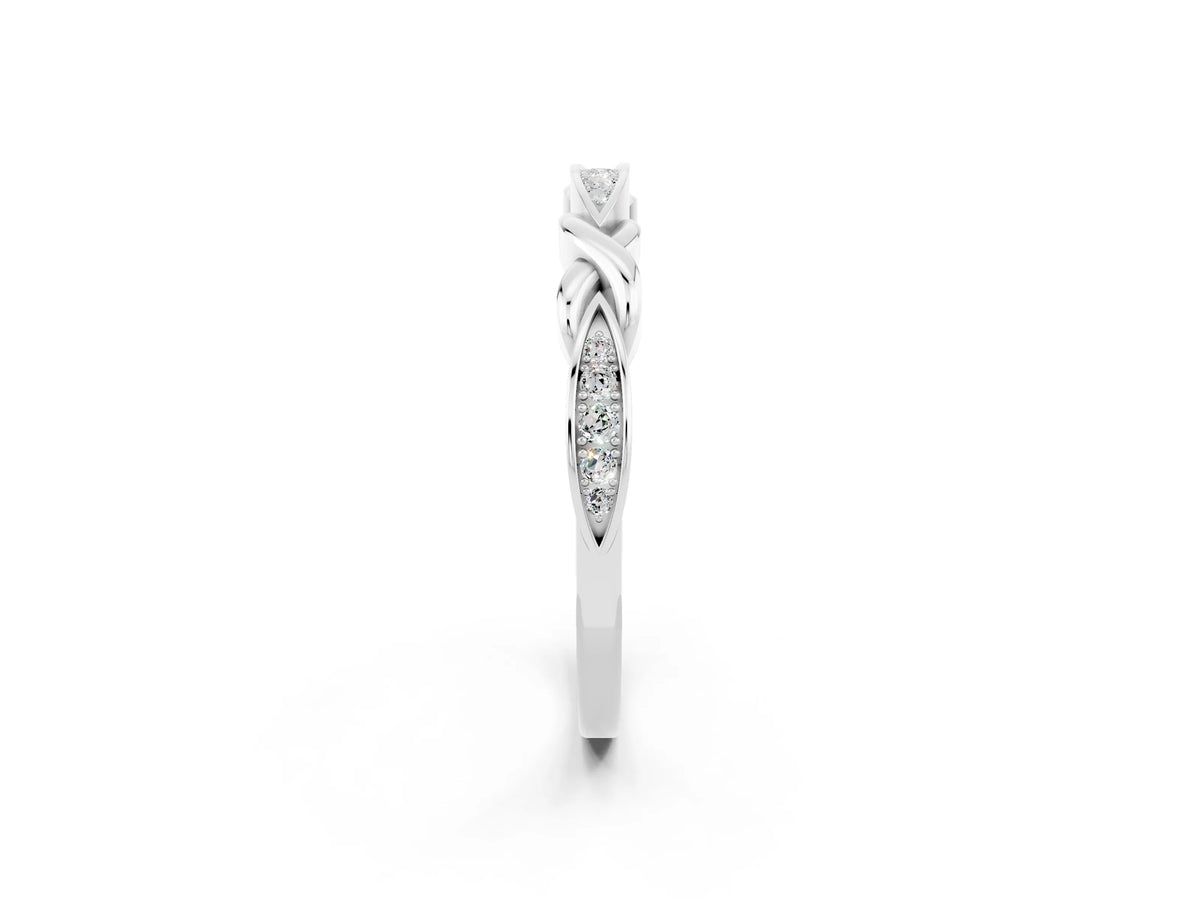Twisted Marquise Moissanite Pavé Band in Silver with Shared Prong Setting_2