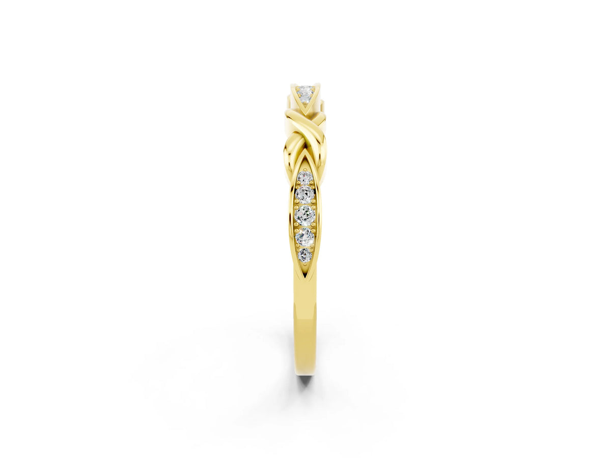 Twisted Marquise Moissanite Pavé Band in Yellow gold with Shared Prong Setting_2