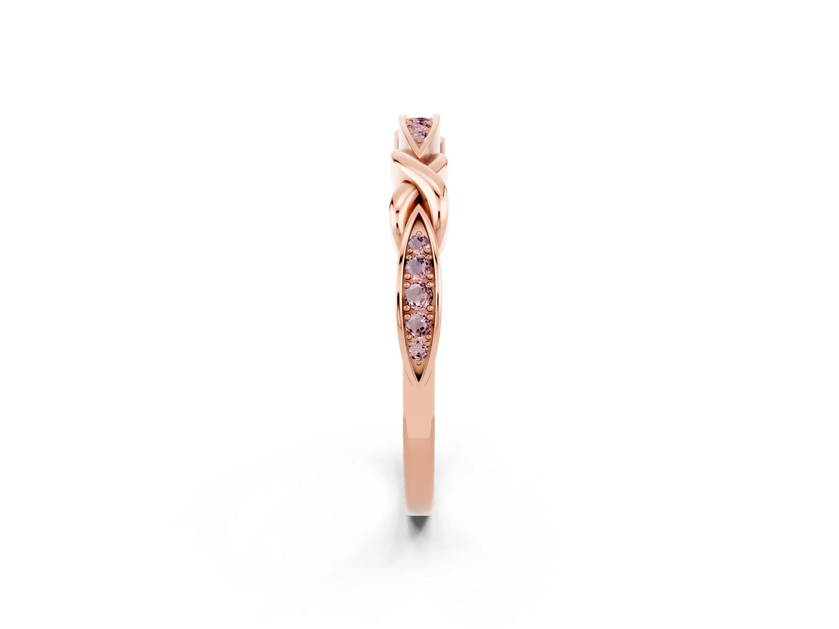 Twisted Marquise Morganite Pavé Band in Rose gold with Shared Prong Setting_2