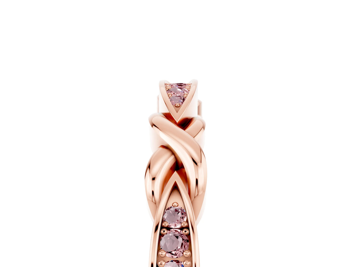 Twisted Marquise Morganite Pavé Band in Rose gold with Shared Prong Setting_5
