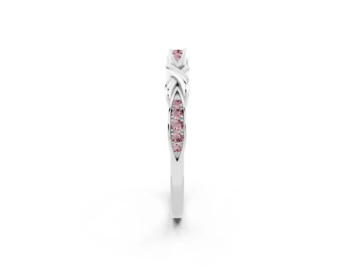 Twisted Marquise Morganite Pavé Band in Silver with Shared Prong Setting_2