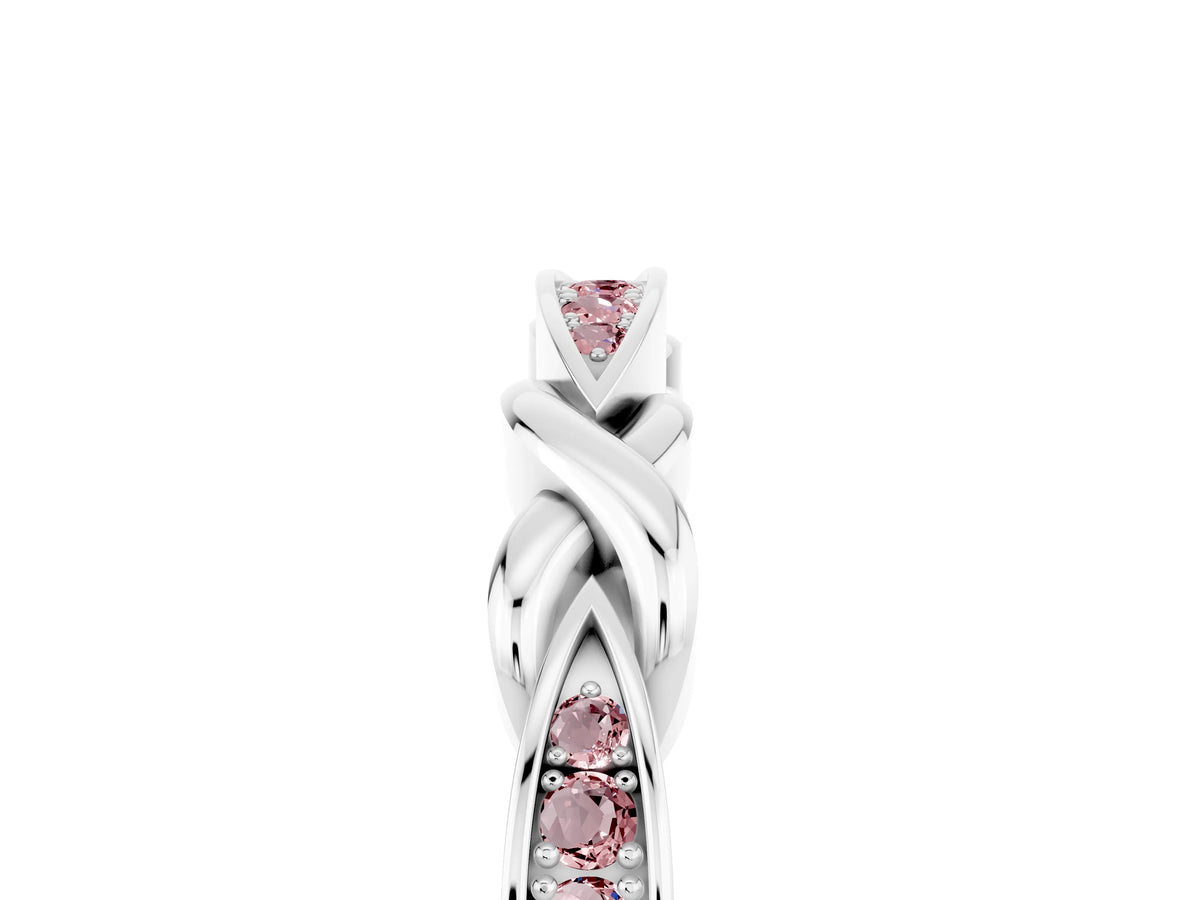 Twisted Marquise Morganite Pavé Band in Silver with Shared Prong Setting_5