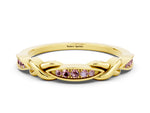 Twisted Marquise Morganite Pavé Band in Yellow gold with Shared Prong Setting