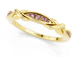 Twisted Marquise Morganite Pavé Band in Yellow gold with Shared Prong Setting_1