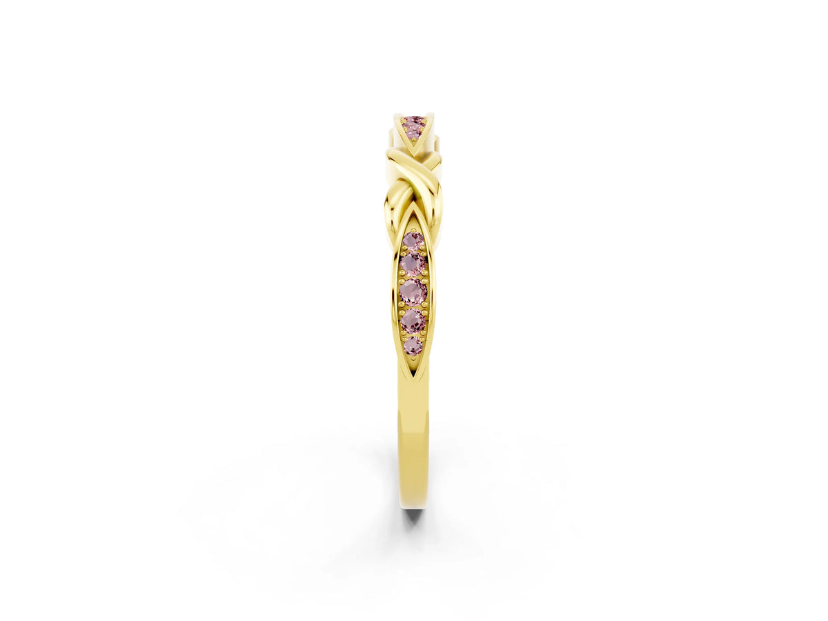Twisted Marquise Morganite Pavé Band in Yellow gold with Shared Prong Setting_2
