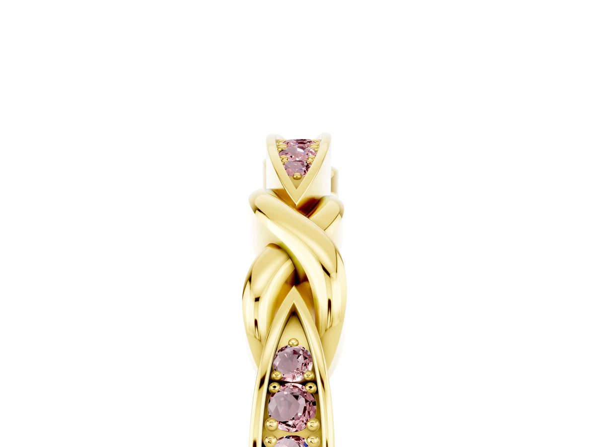 Twisted Marquise Morganite Pavé Band in Yellow gold with Shared Prong Setting_5