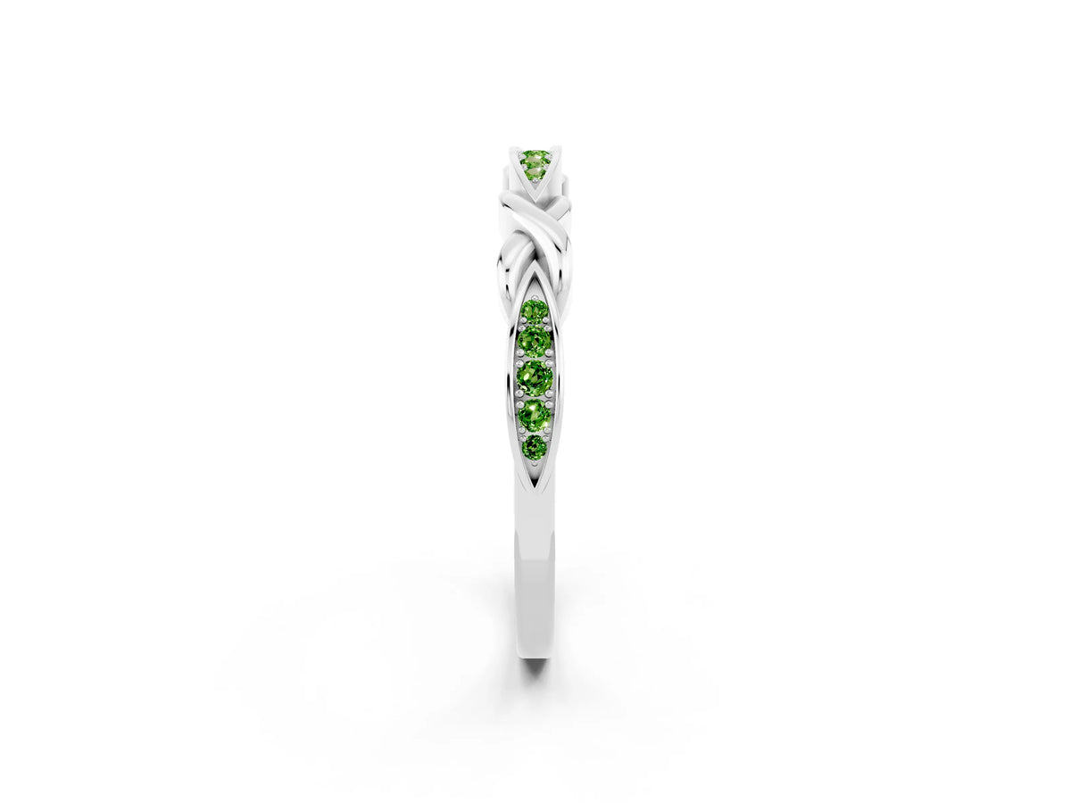 Twisted Marquise Peridot Pavé Band in Silver with Shared Prong Setting_2