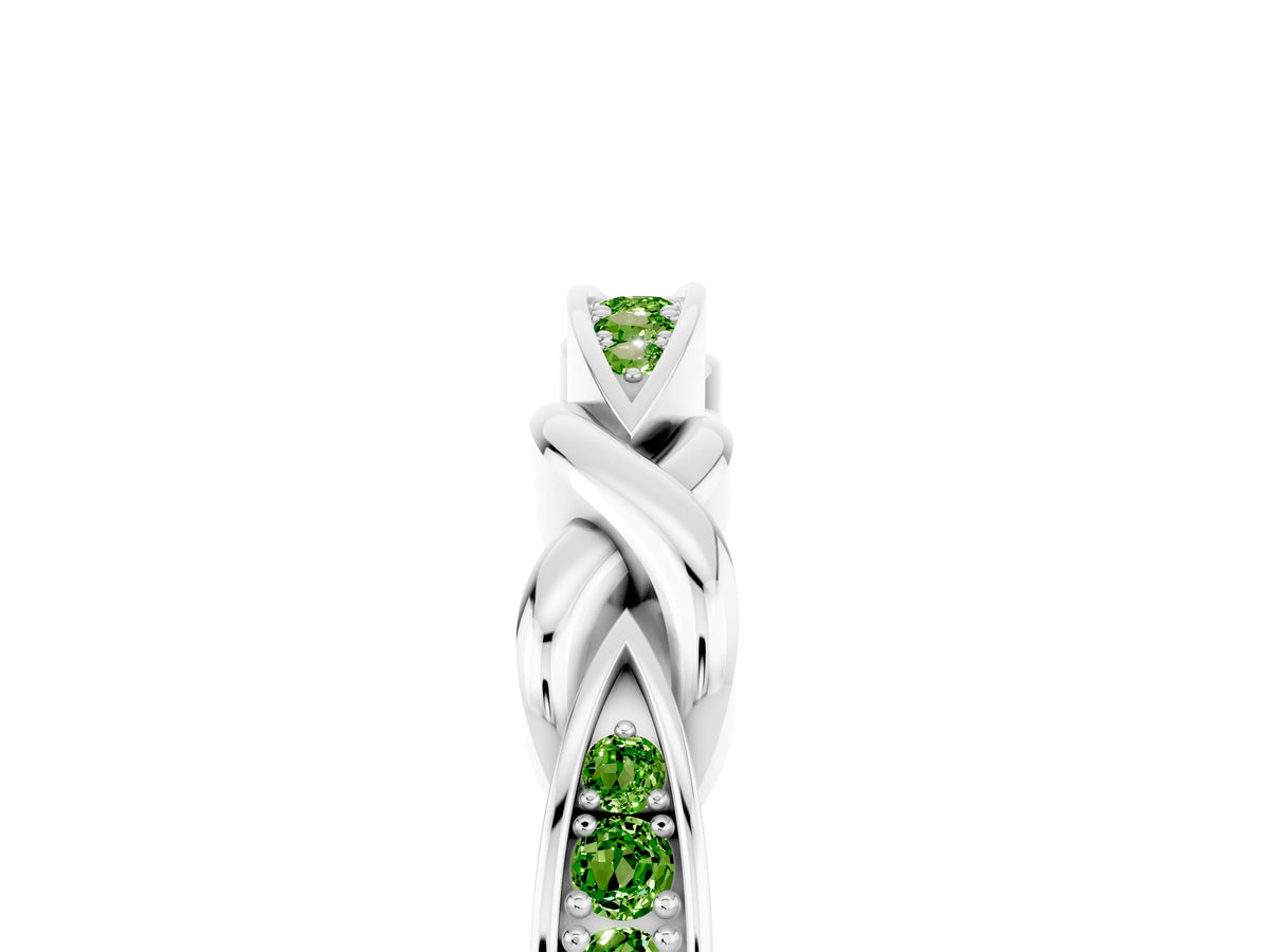 Twisted Marquise Peridot Pavé Band in White gold with Shared Prong Setting_5