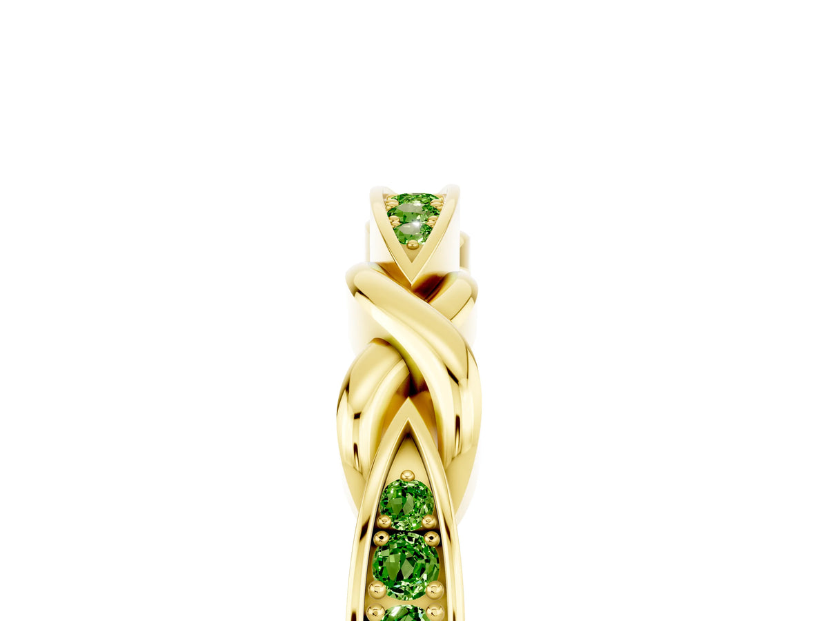 Twisted Marquise Peridot Pavé Band in Yellow gold with Shared Prong Setting_5