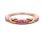 Twisted Marquise Pink Sapphire Pavé Band in Rose gold with Shared Prong Setting