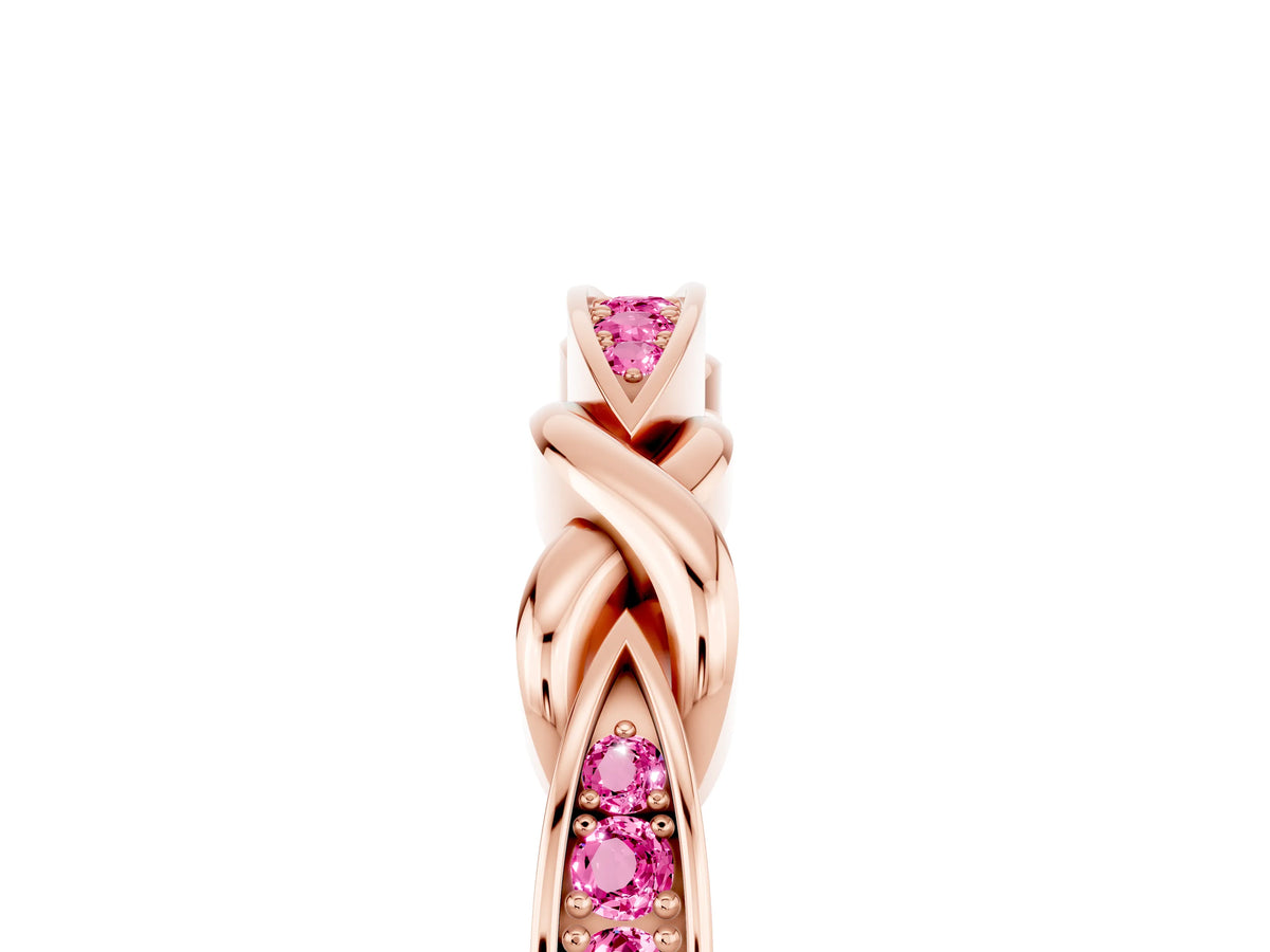 Twisted Marquise Pink Sapphire Pavé Band in Rose gold with Shared Prong Setting_5