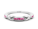 Twisted Marquise Pink Sapphire Pavé Band in Silver with Shared Prong Setting