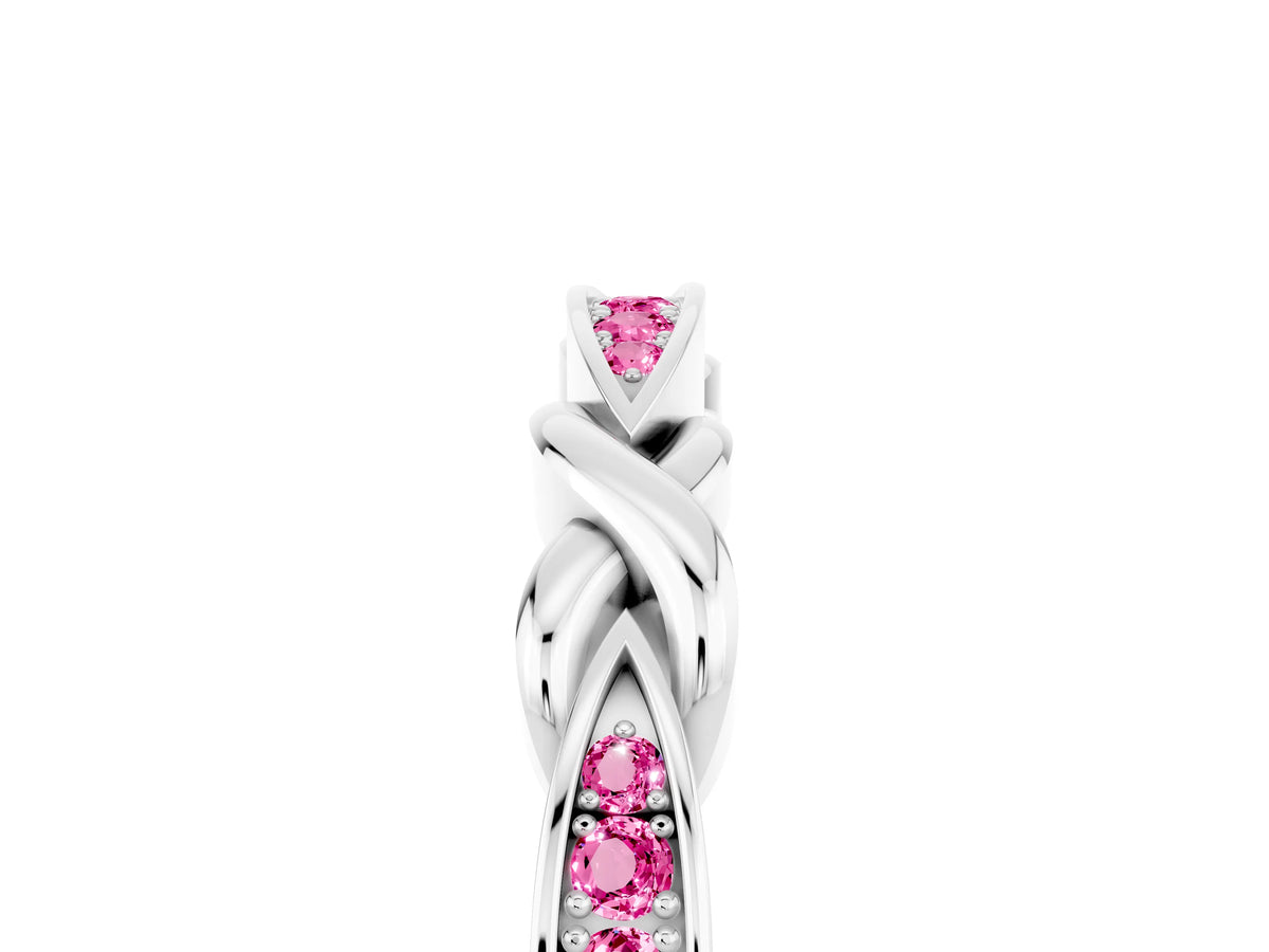Twisted Marquise Pink Sapphire Pavé Band in Silver with Shared Prong Setting_5