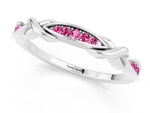 Twisted Marquise Pink Sapphire Pavé Band in White gold with Shared Prong Setting_1