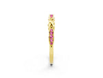 Twisted Marquise Pink Sapphire Pavé Band in Yellow gold with Shared Prong Setting_2