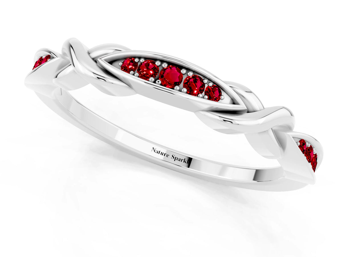 Twisted Marquise Ruby Pavé Band in Platinum with Shared Prong Setting_1