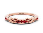 Twisted Marquise Ruby Pavé Band in Rose gold with Shared Prong Setting