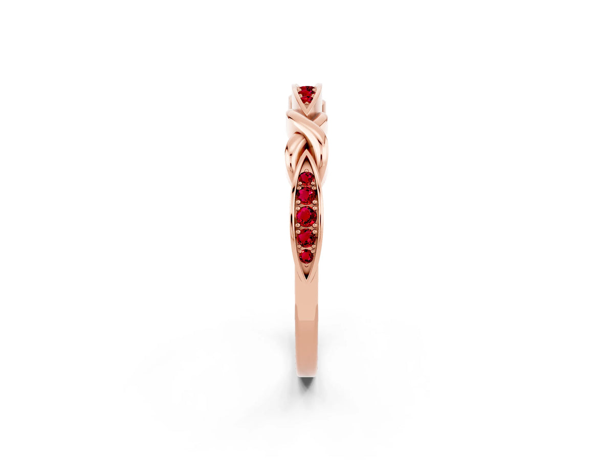 Twisted Marquise Ruby Pavé Band in Rose gold with Shared Prong Setting_2