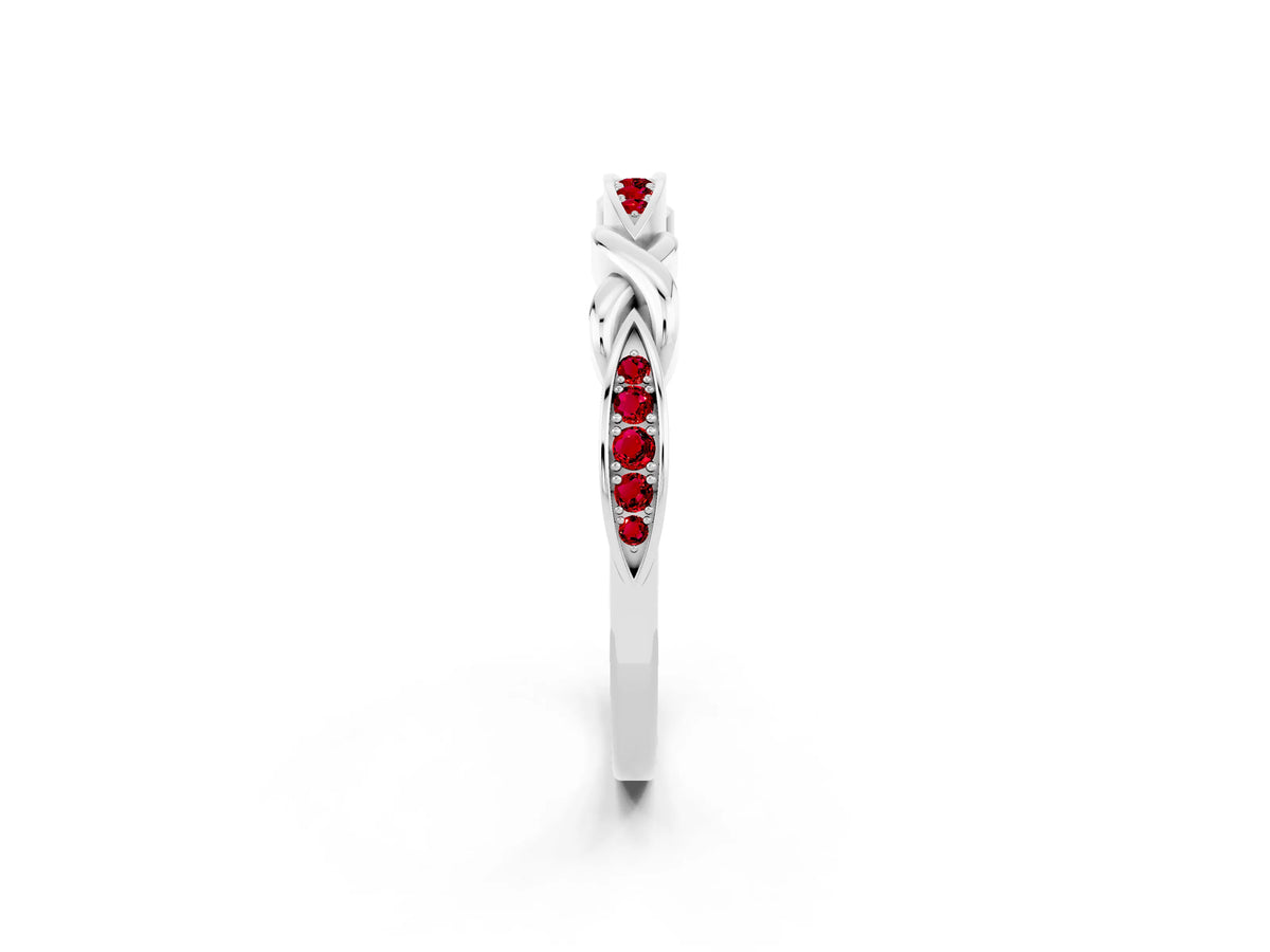 Twisted Marquise Ruby Pavé Band in White gold with Shared Prong Setting_2