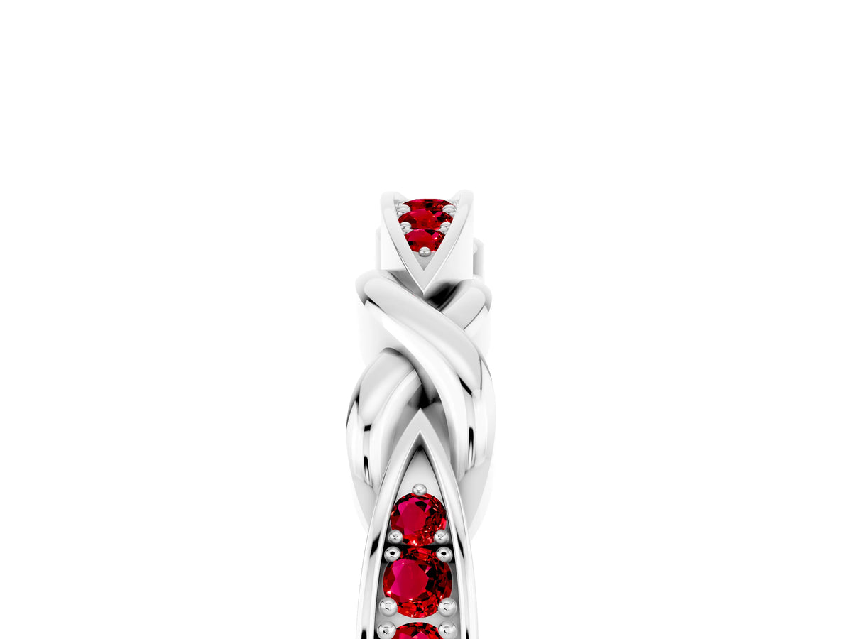 Twisted Marquise Ruby Pavé Band in White gold with Shared Prong Setting_5