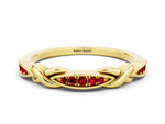 Twisted Marquise Ruby Pavé Band in Yellow gold with Shared Prong Setting