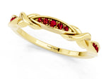 Twisted Marquise Ruby Pavé Band in Yellow gold with Shared Prong Setting_1