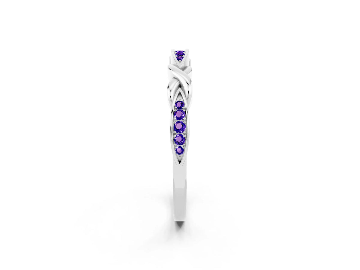 Twisted Marquise Tanzanite Pavé Band in Platinum with Shared Prong Setting_2