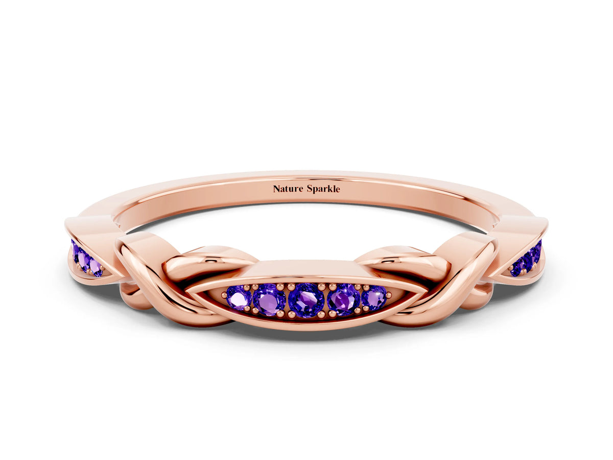 Twisted Marquise Tanzanite Pavé Band in Rose gold with Shared Prong Setting