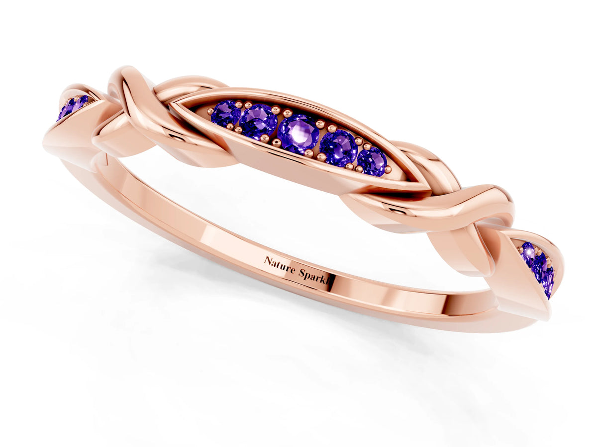 Twisted Marquise Tanzanite Pavé Band in Rose gold with Shared Prong Setting_1