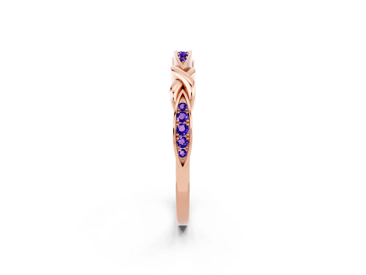Twisted Marquise Tanzanite Pavé Band in Rose gold with Shared Prong Setting_2