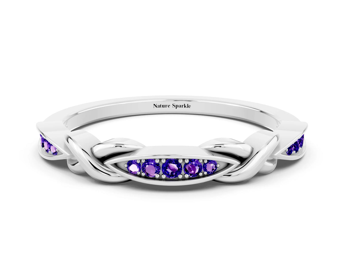 Twisted Marquise Tanzanite Pavé Band in Silver with Shared Prong Setting