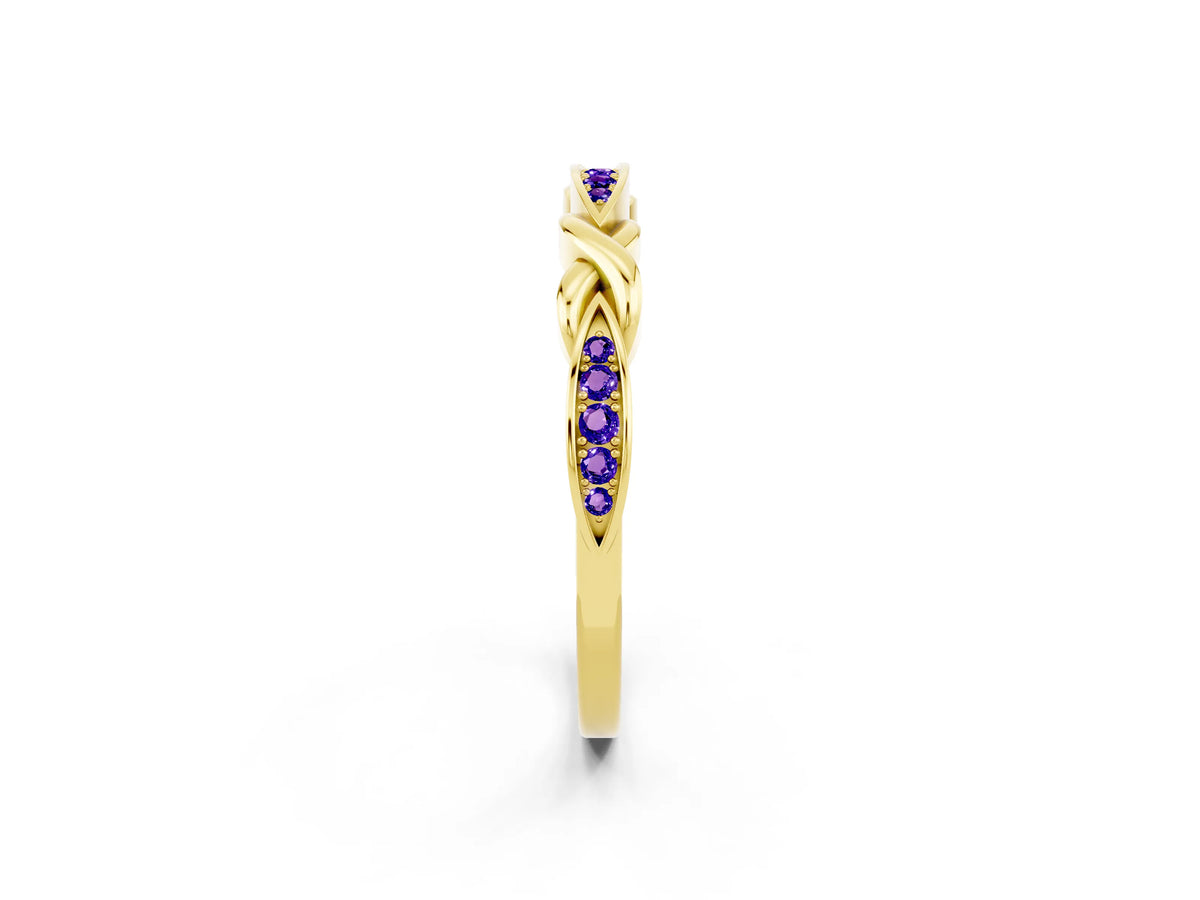 Twisted Marquise Tanzanite Pavé Band in Yellow gold with Shared Prong Setting_2