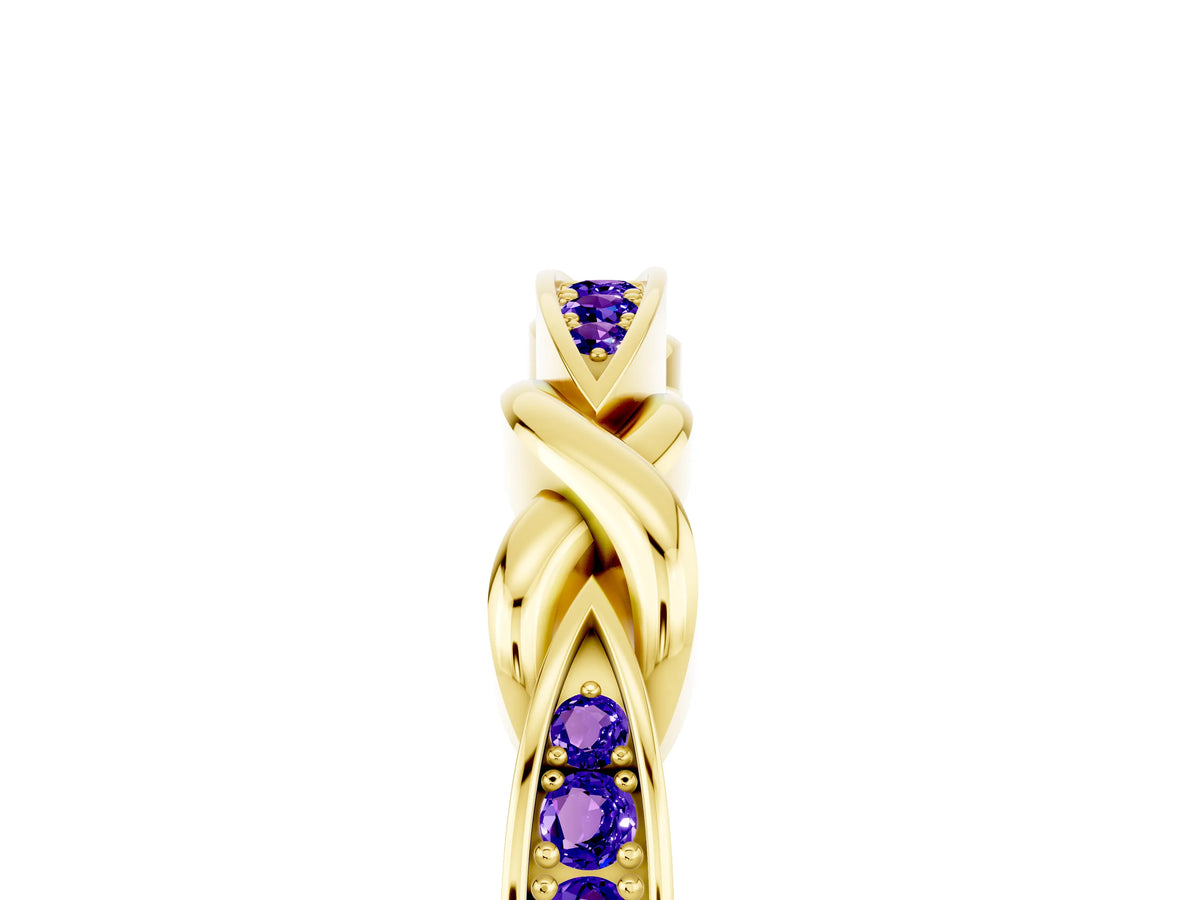 Twisted Marquise Tanzanite Pavé Band in Yellow gold with Shared Prong Setting_5
