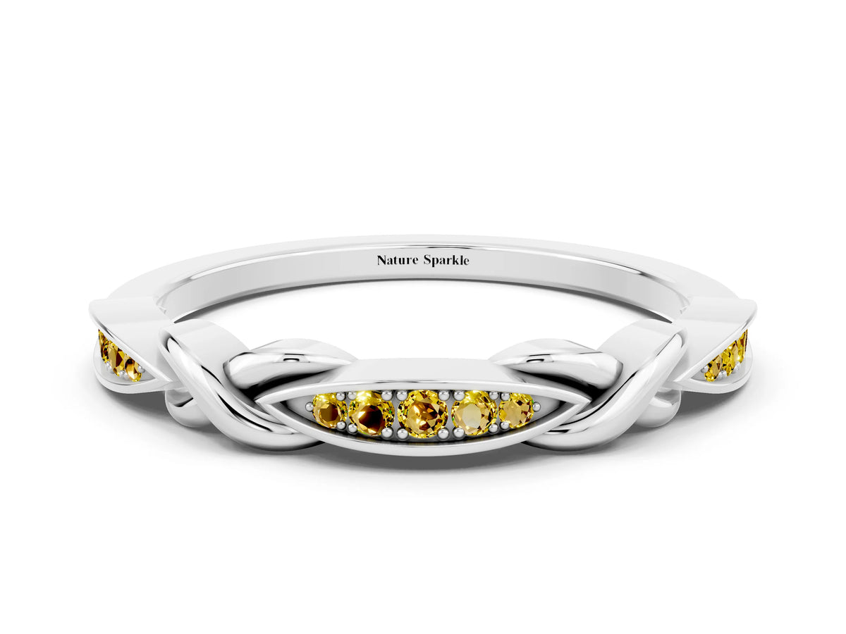 Twisted Marquise Yellow Sapphire Pavé Band in Platinum with Shared Prong Setting
