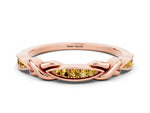 Twisted Marquise Yellow Sapphire Pavé Band in Rose gold with Shared Prong Setting