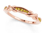 Twisted Marquise Yellow Sapphire Pavé Band in Rose gold with Shared Prong Setting_1