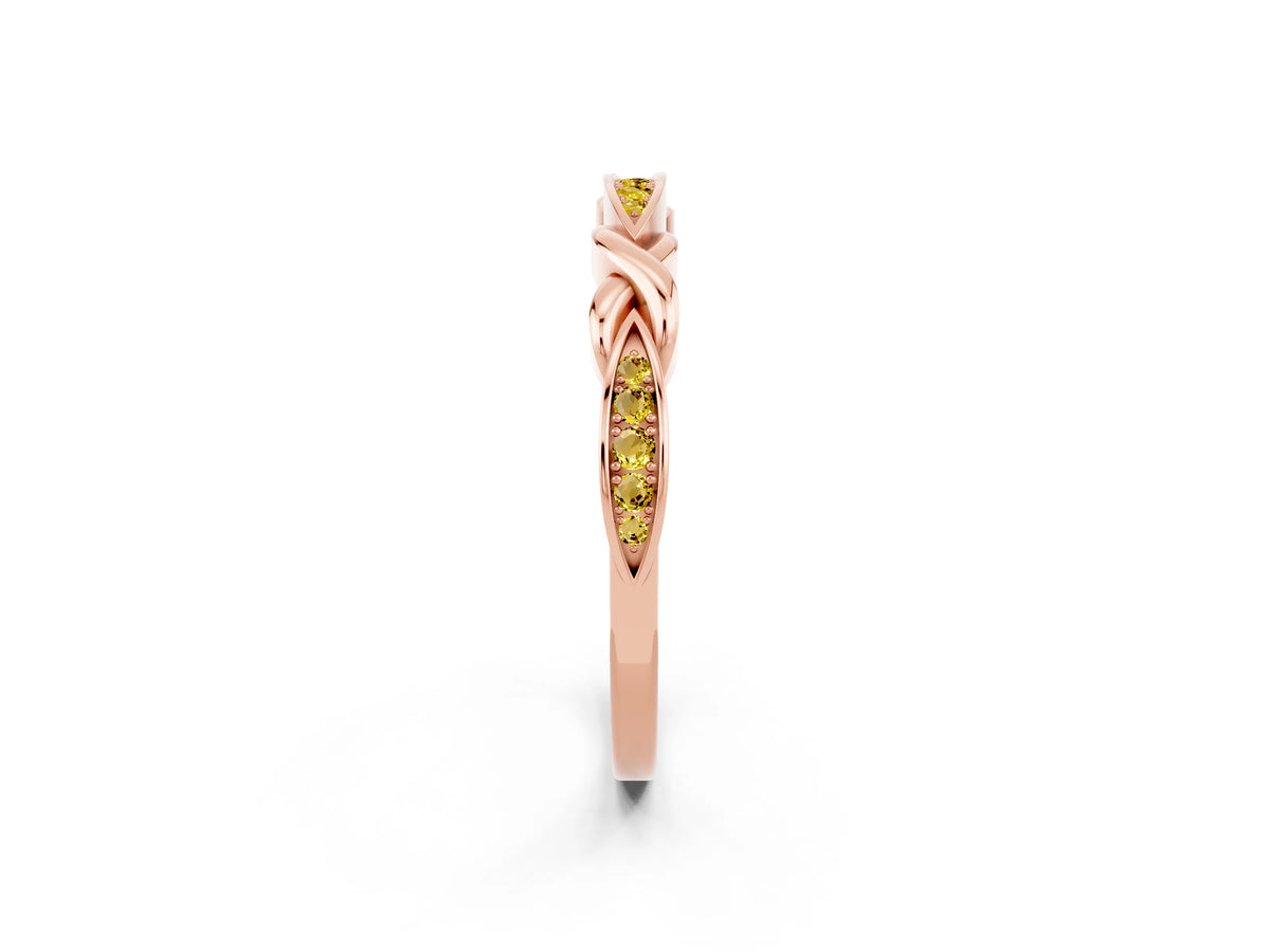 Twisted Marquise Yellow Sapphire Pavé Band in Rose gold with Shared Prong Setting_2