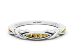 Twisted Marquise Yellow Sapphire Pavé Band in White gold with Shared Prong Setting