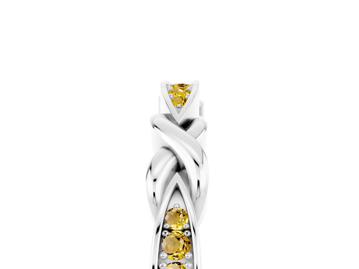 Twisted Marquise Yellow Sapphire Pavé Band in White gold with Shared Prong Setting_5