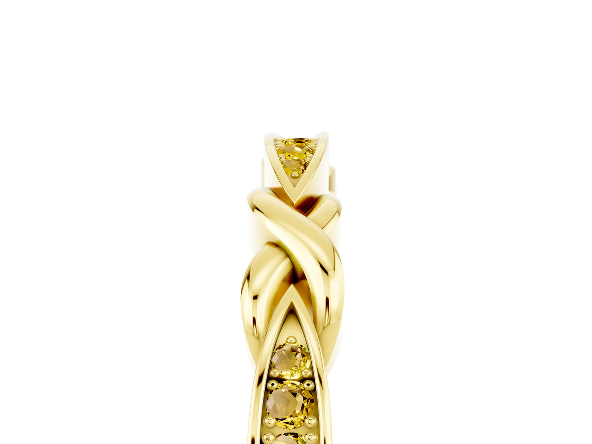 Twisted Marquise Yellow Sapphire Pavé Band in Yellow gold with Shared Prong Setting_5