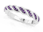 Twisted Pavé Round Amethyst Eternity Band in White gold with Shared Prong Setting_1