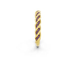 Twisted Pavé Round Amethyst Eternity Band in Yellow gold with Shared Prong Setting_2