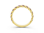 Twisted Pavé Round Amethyst Eternity Band in Yellow gold with Shared Prong Setting_3