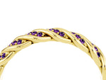 Twisted Pavé Round Amethyst Eternity Band in Yellow gold with Shared Prong Setting_4