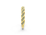 Twisted Pavé Round Aquamarine Eternity Band in Yellow gold with Shared Prong Setting_2