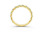 Twisted Pavé Round Aquamarine Eternity Band in Yellow gold with Shared Prong Setting_3