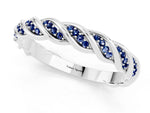 Twisted Pavé Round Blue Sapphire Eternity Band in Platinum with Shared Prong Setting_1