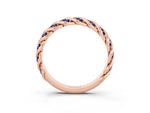 Twisted Pavé Round Blue Sapphire Eternity Band in Rose gold with Shared Prong Setting_3