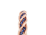 Twisted Pavé Round Blue Sapphire Eternity Band in Rose gold with Shared Prong Setting_5